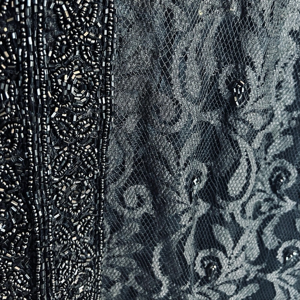 Beaded Lace Jacket Black 18W 1X Formal Event Party Wedding Guest Black Tie Gala - Picture 4 of 7